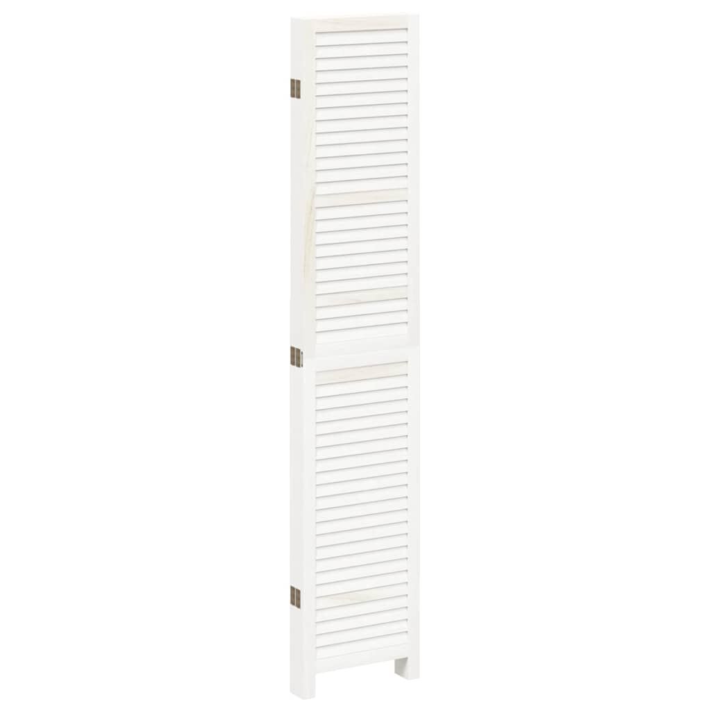vidaXL Room Divider 5 Panels White Solid Wood Paulownia