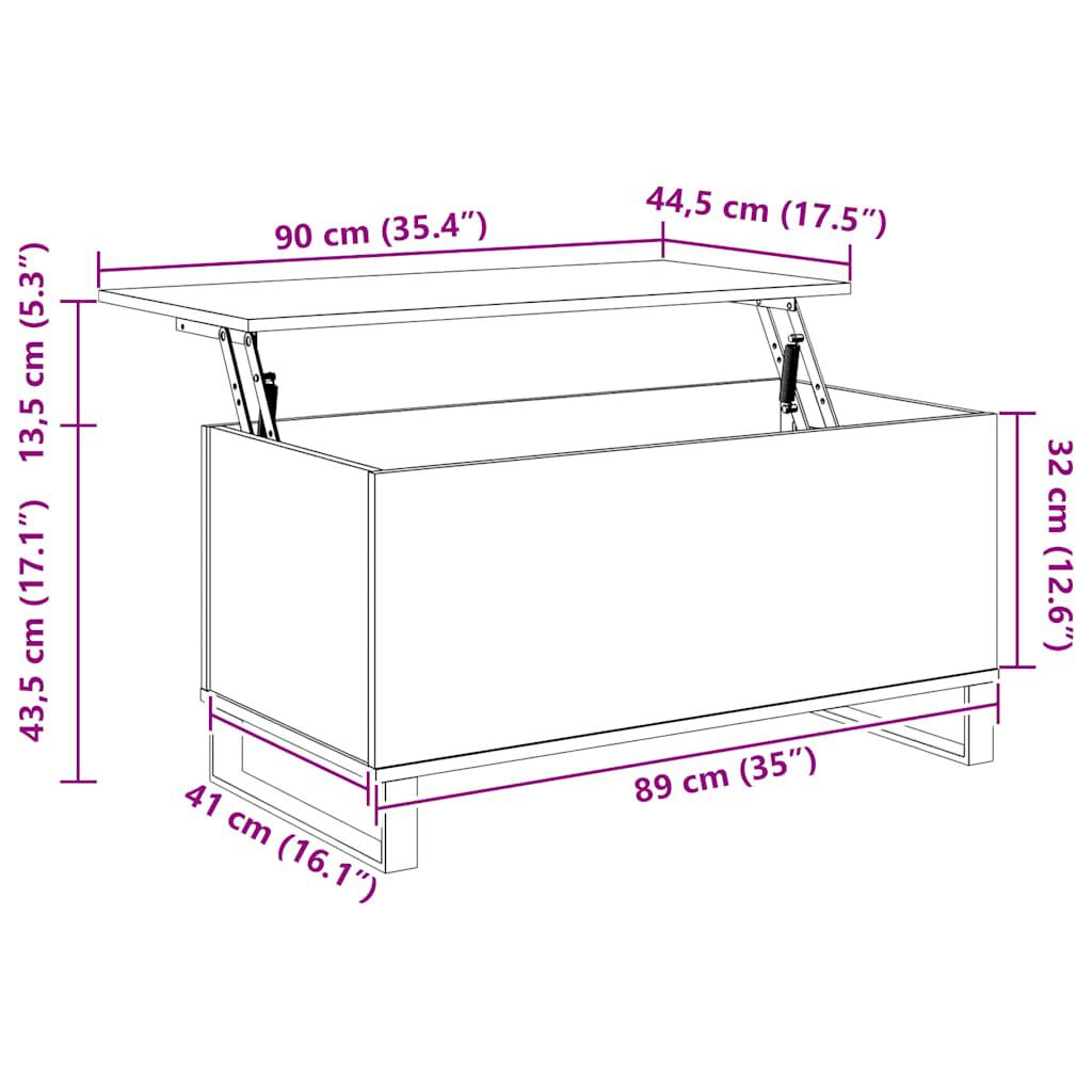 vidaXL Coffee Table White 90x44.5x45 cm Engineered Wood