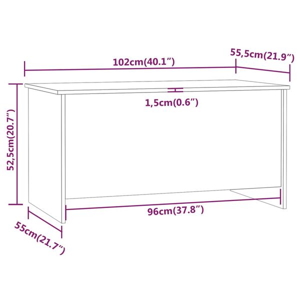 vidaXL Coffee Table White 102x55.5x52.5 cm Engineered Wood