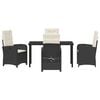 vidaXL Garden Dining Set with Cushion 5 pcs Black Poly Rattan