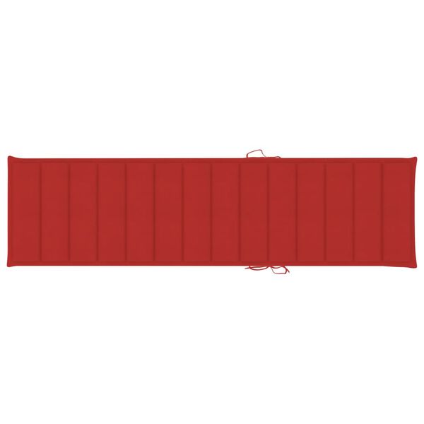 vidaXL Sun Lounger with Red Cushion Solid Teak Wood
