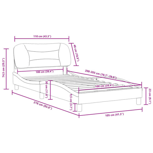 vidaXL Bed Frame without Mattress "Hvar" Black and White 100x203 cm Faux Leather