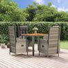 vidaXL 5 Piece Garden Dining Set with Cushions Grey Poly Rattan