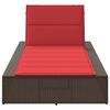 vidaXL Sunbed with Floating Cushion Brown Poly Rattan