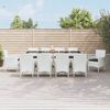 vidaXL 11 Piece Garden Dining Set with Cushions White Poly Rattan