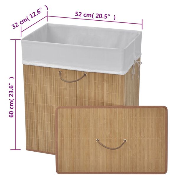 vidaXL Bamboo Laundry Bin Rectangular Natural