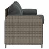 vidaXL Garden Sofa with Cushions 3-Seater Grey Poly Rattan