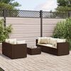 vidaXL 6 Piece Garden Lounge Set with Cushions Brown Poly Rattan