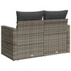 vidaXL Garden Sofa with Cushions 2-Seater Grey Poly Rattan