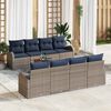 vidaXL Garden Sofa Set with Cushion 9 pcs Grey Poly Rattan