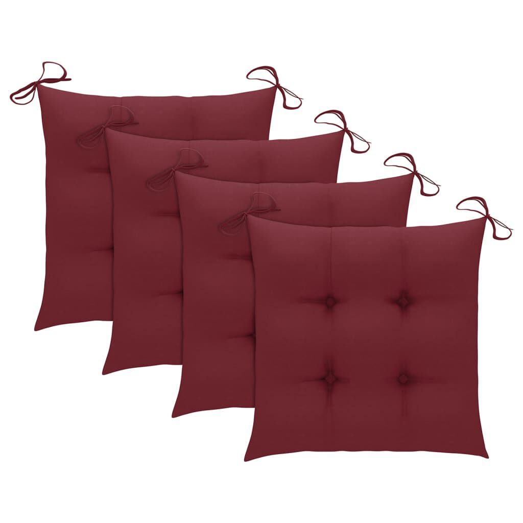 vidaXL Garden Chairs 4 pcs with Cushions Solid Teak Wood