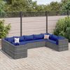 vidaXL 9 Piece Garden Lounge Set with Cushions Grey Poly Rattan