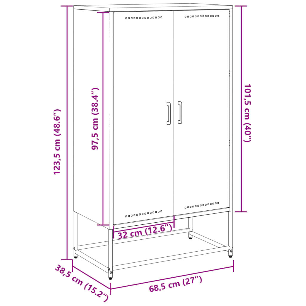 vidaXL Highboard Black 68.5x38.5x123.5 cm Steel