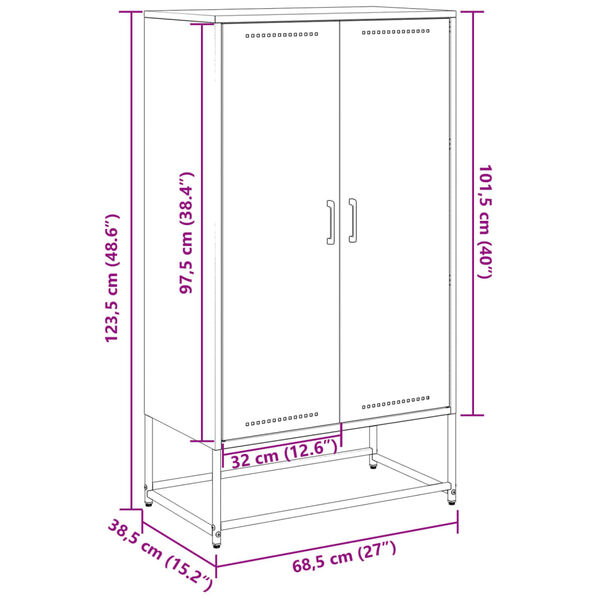 vidaXL Highboard Black 68.5x38.5x123.5 cm Steel