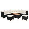 vidaXL 7 Piece Garden Lounge Set with Cushions Poly Rattan Black