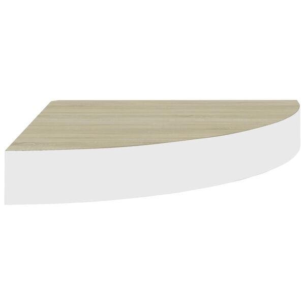 vidaXL Wall Corner Shelf Oak and White 25x25x3.8 cm MDF
