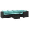 vidaXL 6 Piece Garden Lounge Set with Cushions Black Poly Rattan
