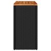 vidaXL Garden Side Table with Wooden Top Black 58x27.5x55 cm Poly Rattan