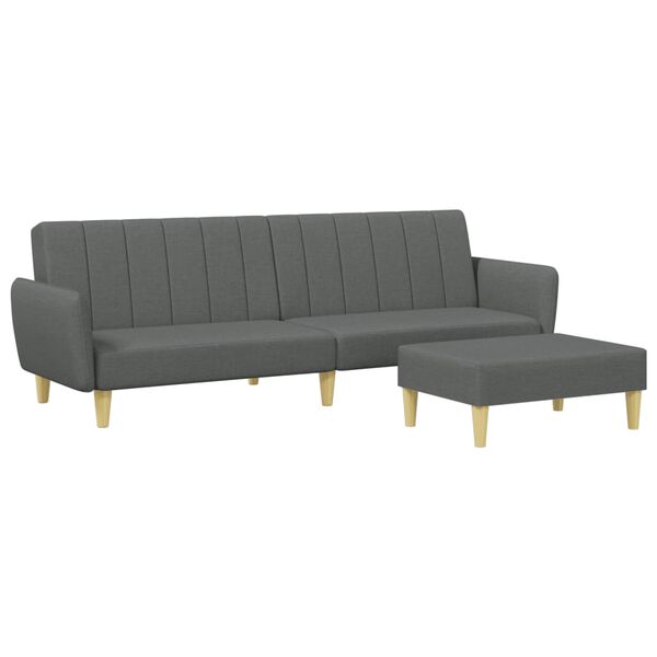 vidaXL 2-Seater Sofa Bed with Footstool Dark Grey Fabric