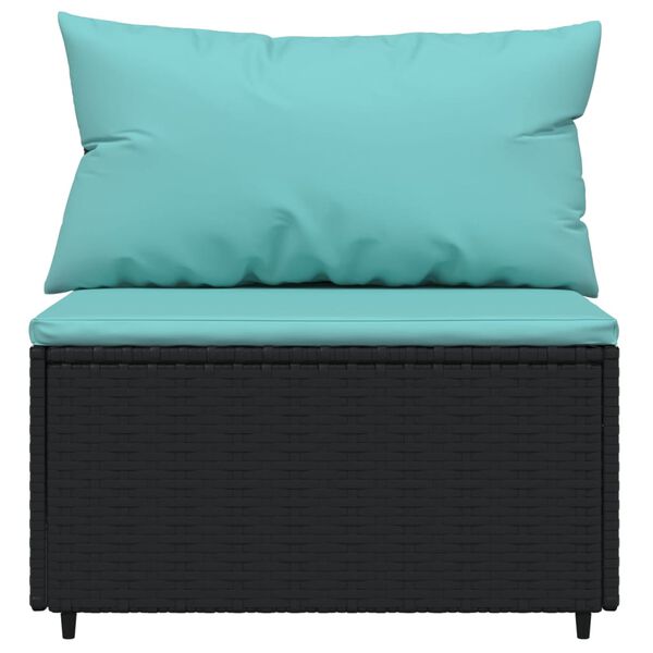 vidaXL 4 Piece Garden Lounge Set with Cushions Black Poly Rattan
