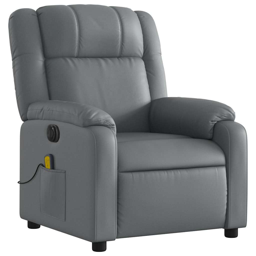 vidaXL Electric Massage Recliner Chair Grey Faux Leather