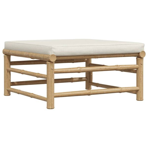 vidaXL 3 Piece Garden Lounge Set with Cream White Cushions Bamboo