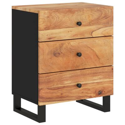 vidaXL Bedside Cabinet 50x33x62 cm Solid Wood Acacia&Engineered Wood