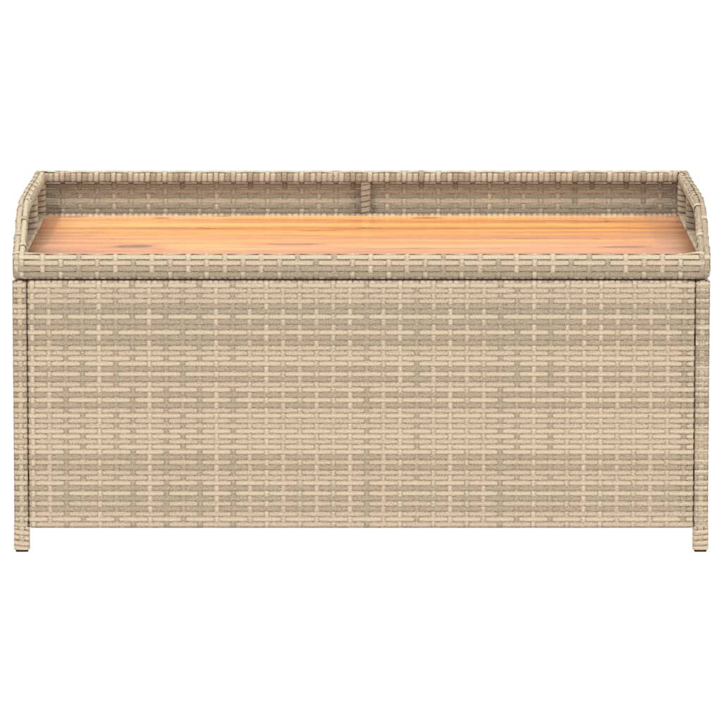 vidaXL Storage Bench Mix Beige 100x50x52 cm Poly Rattan and Acacia Wood