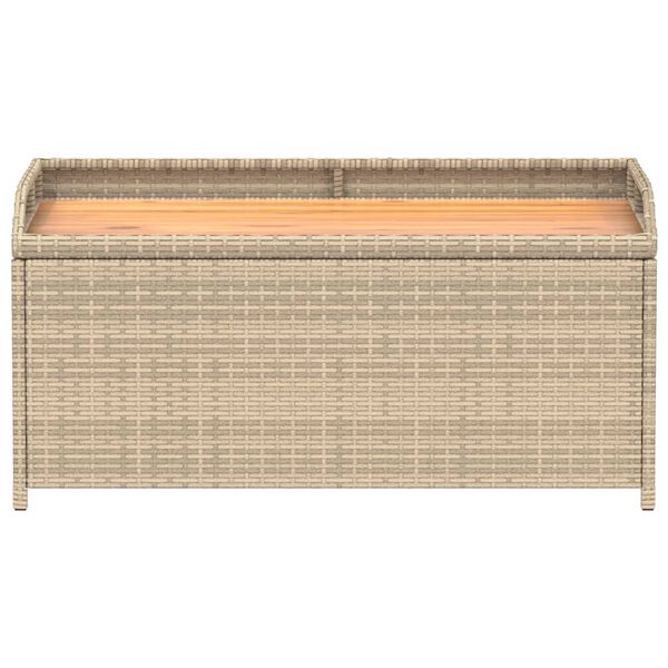 vidaXL Storage Bench Mix Beige 100x50x52 cm Poly Rattan and Acacia Wood