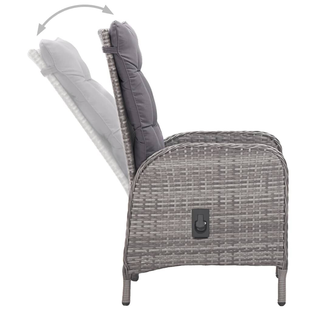 vidaXL 3 Piece Garden Bistro Set Poly Rattan and Glass Grey