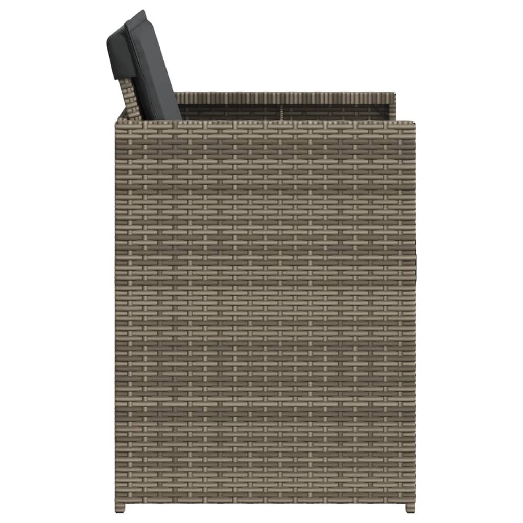 vidaXL Garden Chairs with Cushions 4 pcs Grey Poly Rattan