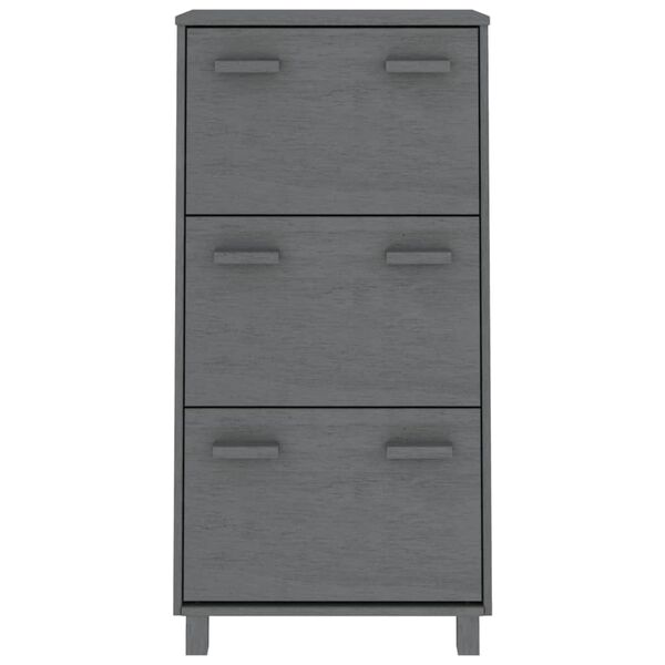 vidaXL Shoe Cabinet HAMAR Dark Grey 59.5x35x117 cm Solid Wood Pine