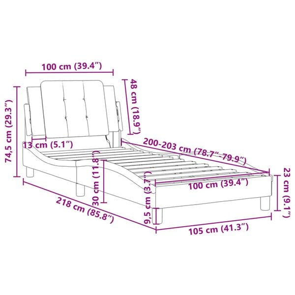 vidaXL Bed Frame with LED without Mattress "Zadar" White 100x203 cm