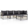 vidaXL 5 Piece Garden Lounge Set with Cushions Anthracite Poly Rattan