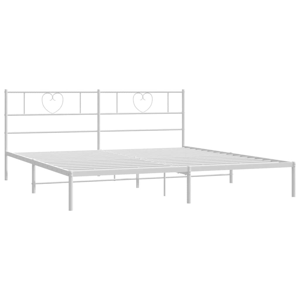 vidaXL Metal Bed Frame without Mattress with Headboard White 183x213cm