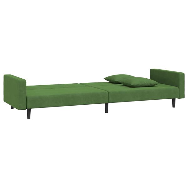 vidaXL 2-Seater Sofa Bed with Two Pillows Dark Green Velvet