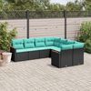 vidaXL 8 Piece Garden Sofa Set with Cushions Black Poly Rattan