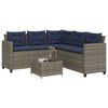 vidaXL Garden Sofa with Table and Cushions L-Shaped Grey Poly Rattan