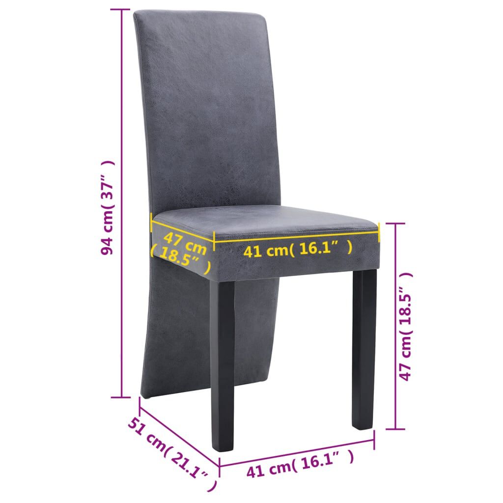 vidaXL Dining Chairs 4 pcs grey Faux Suede Leather