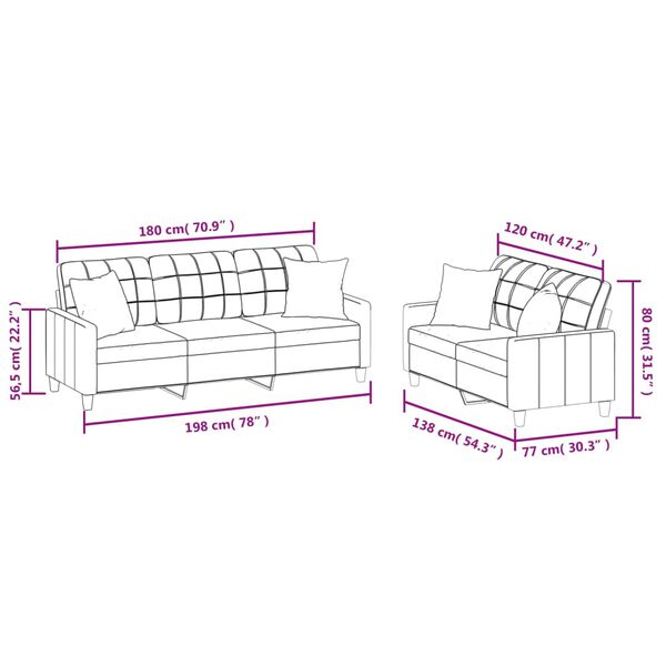vidaXL 2 Piece Sofa Set with Pillows Black Faux Leather