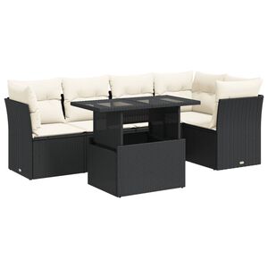 vidaXL 6 Piece Garden Sofa Set with Cushions Black Poly Rattan