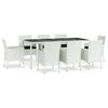 vidaXL 9 Piece Garden Dining Set with Cushions White Poly Rattan