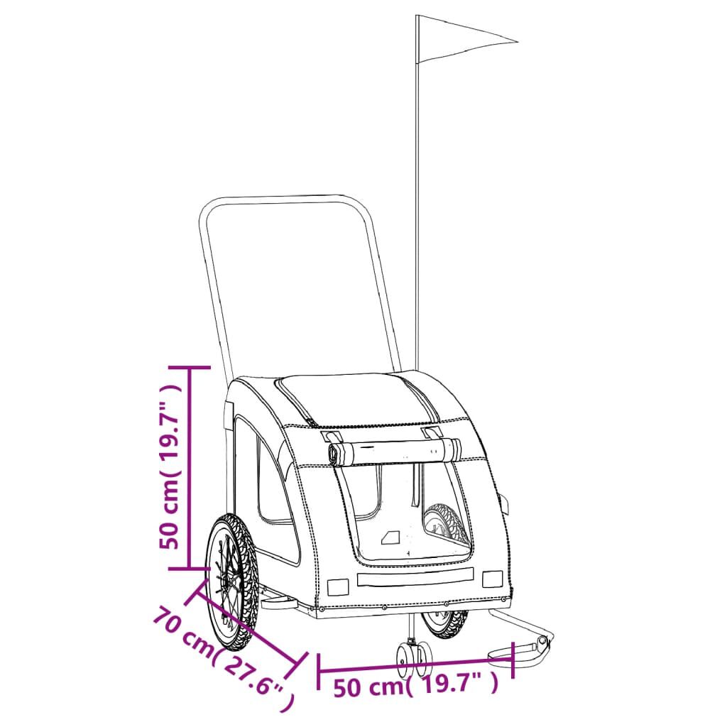 vidaXL Pet Bike Trailer Grey Oxford Fabric and Iron