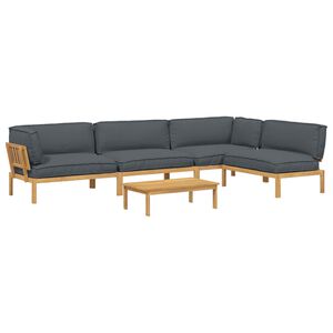vidaXL Sofa Set with Cushion Plain 5 pcs Anthracite Solid Acacia Wood