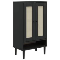 vidaXL Shoe Cabinet SENJA Rattan Look Black 59.5x35x107 cm Solid Wood