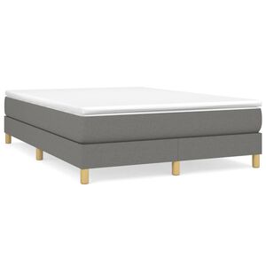 vidaXL Box Spring Bed Frame Dark Grey Queen Fabric