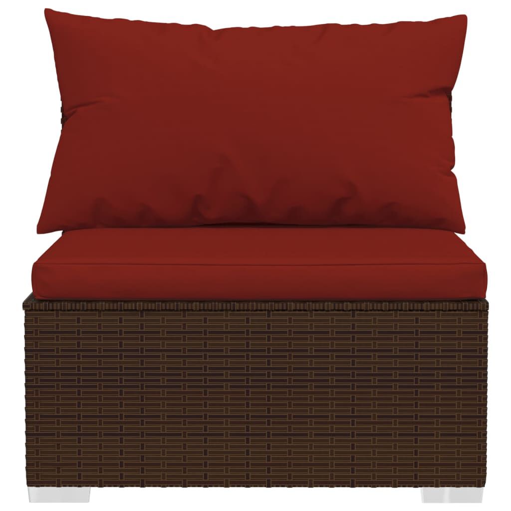 vidaXL 3-Seater Sofa with Cushions Brown Poly Rattan