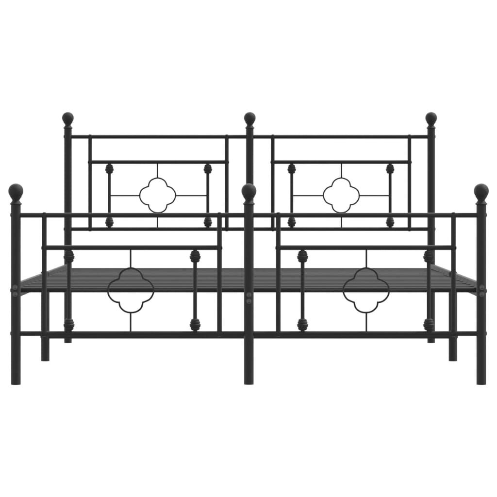 vidaXL Metal Bed Frame without Mattress with Footboard Black 150x200cm