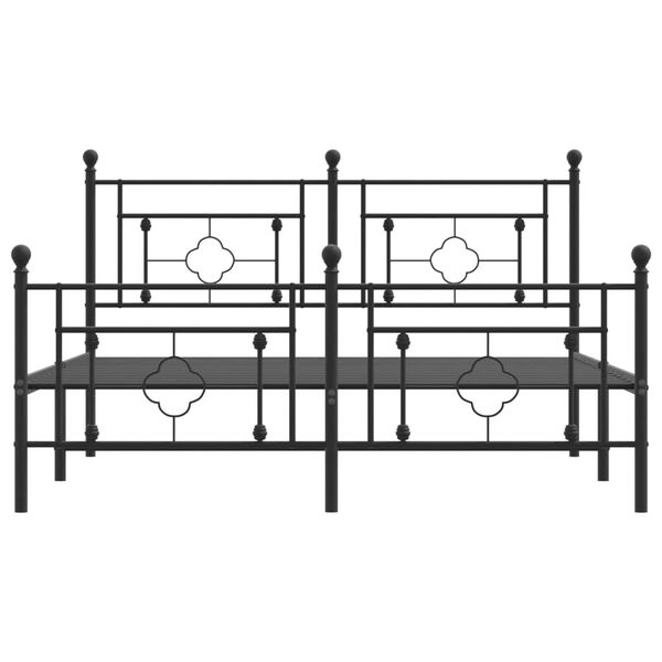 vidaXL Metal Bed Frame without Mattress with Footboard Black 150x200cm