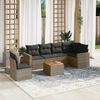 vidaXL 7 Piece Garden Sofa Set with Cushions Grey Poly Rattan